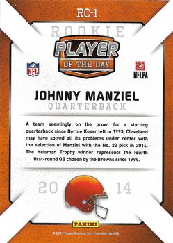 2014 Panini Player of the Day - Cracked Ice #RC-1 Johnny Manziel Back