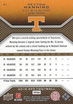 2010 SPx #61 Peyton Manning  Back