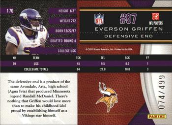 2010 Panini Limited #170 Everson Griffen  Back