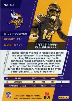 2017 Panini Absolute #49 Stefon Diggs Back