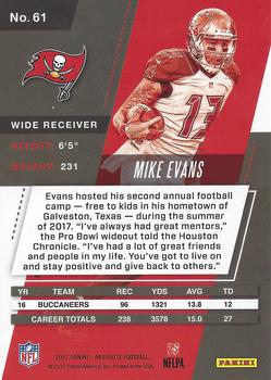 2017 Panini Absolute #61 Mike Evans Back