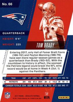 2017 Panini Absolute #66 Tom Brady Back