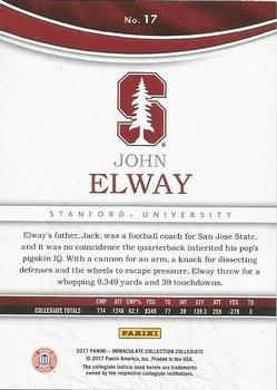 2017 Panini Immaculate Collection Collegiate - Blue #17 John Elway Back