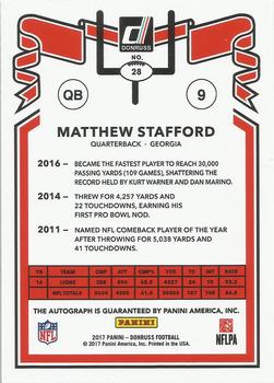 2017 Donruss - 1981 Tribute Autographs #28 Matthew Stafford Back
