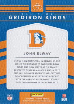 2017 Donruss - All-Time Gridiron Kings #18 John Elway Back