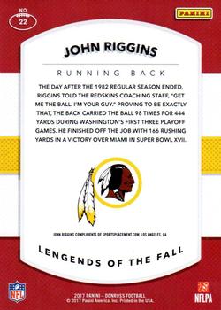2017 Donruss - Legends of the Fall #22 John Riggins Back