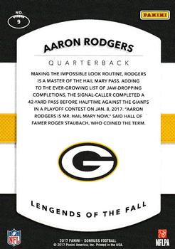 2017 Donruss - Legends of the Fall Holo #9 Aaron Rodgers Back