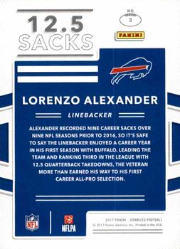 2017 Donruss - Production Line Sacks #3 Lorenzo Alexander Back