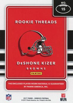 2017 Donruss - Rookie Threads #15 DeShone Kizer Back
