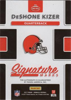 2017 Donruss - Signature Marks #SM-DKZ DeShone Kizer Back