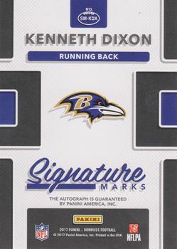2017 Donruss - Signature Marks Blue #SM-KDX Kenneth Dixon Back