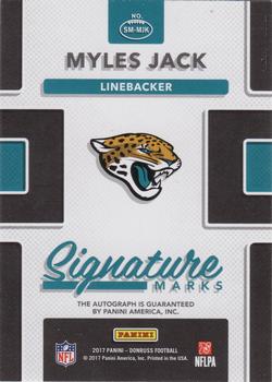 2017 Donruss - Signature Marks Yellow #SM-MJK Myles Jack Back