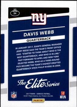 2017 Donruss - The Elite Series Rookies #24 Davis Webb Back