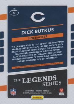 2017 Donruss - The Legends Series Autographs #13 Dick Butkus Back