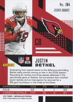 2017 Panini Unparalleled - Lime Green #184 Justin Bethel Back