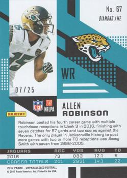 2017 Panini Unparalleled - Teal #67 Allen Robinson Back