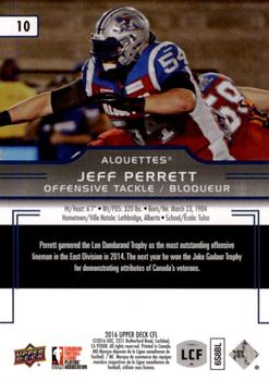 2016 Upper Deck CFL #10 Jeff Perrett Back