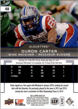 2016 Upper Deck CFL #40 Duron Carter Back