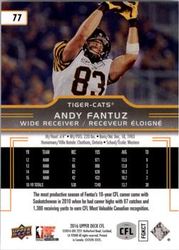 2016 Upper Deck CFL #77 Andy Fantuz Back