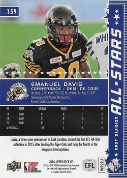 2016 Upper Deck CFL - O-Pee-Chee #6 Emanuel Davis Back