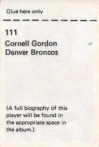 1971 NFLPA Wonderful World Stamps #111 Cornell Gordon Back