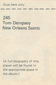 1971 NFLPA Wonderful World Stamps #245 Tom Dempsey Back