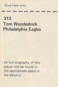 1971 NFLPA Wonderful World Stamps #313 Tom Woodeshick Back