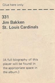 1971 NFLPA Wonderful World Stamps #331 Jim Bakken Back