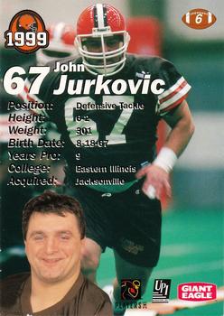 1999 Giant Eagle Cleveland Browns - Gold #6 John Jurkovic Back