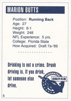 1993 San Diego Chargers Police #6 Marion Butts Back