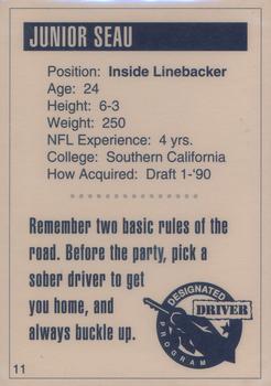 1993 San Diego Chargers Police #11 Junior Seau Back