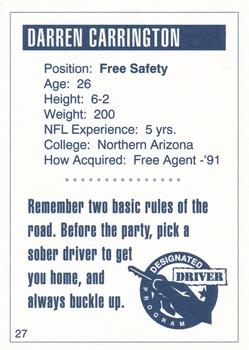 1993 San Diego Chargers Police #27 Darren Carrington Back
