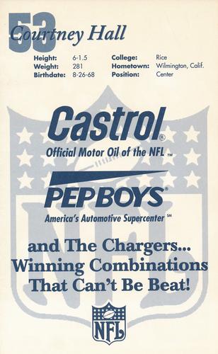 1994 Castrol San Diego Chargers  #NNO Courtney Hall Back