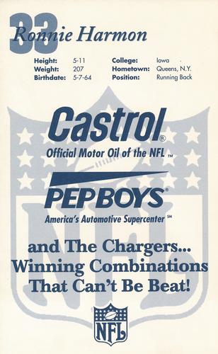 1994 Castrol San Diego Chargers  #NNO Ronnie Harmon Back