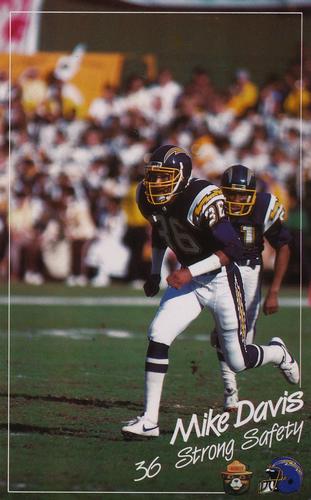 1988 San Diego Chargers Smokey #NNO Mike Davis Front