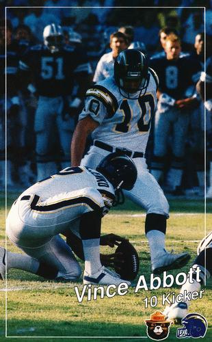 1989 San Diego Chargers Smokey #NNO Vince Abbott Front