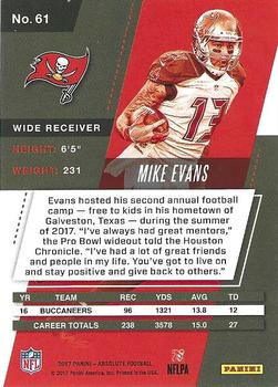 2017 Panini Absolute - Spectrum Blue #61 Mike Evans Back
