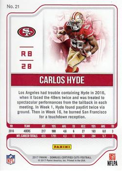 2017 Donruss Certified Cuts #21 Carlos Hyde Back