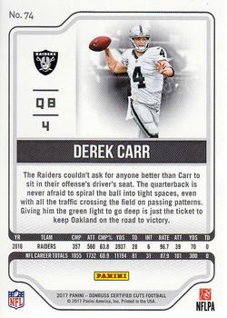 2017 Donruss Certified Cuts #74 Derek Carr Back