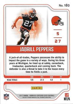 2017 Donruss Certified Cuts #180 Jabrill Peppers Back
