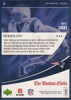 2007 Upper Deck Boston Globe New England Patriots #3 Matt Light Back