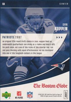 2007 Upper Deck Boston Globe New England Patriots #13 Dan Koppen Back
