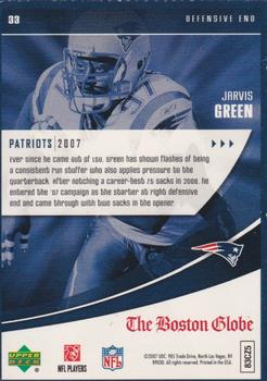 2007 Upper Deck Boston Globe New England Patriots #33 Jarvis Green Back
