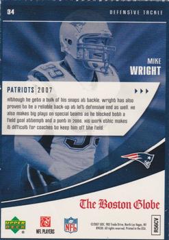 2007 Upper Deck Boston Globe New England Patriots #34 Mike Wright Back