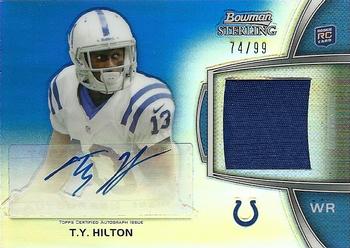 2012 Bowman Sterling - Autographed Rookie Relics Blue Refractors #BSAR-TYH T.Y. Hilton Front