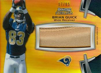 2012 Bowman Sterling - Rookie Relics Gold Refractors #BSJRR-BQ Brian Quick Front