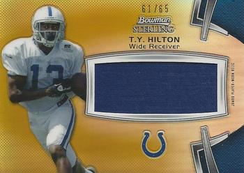 2012 Bowman Sterling - Rookie Relics Gold Refractors #BSJRR-TYH T.Y. Hilton Front