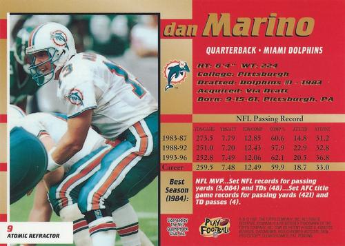 1997-98 Bowman's Best Super Bowl Jumbos - Atomic Refractors #9 Dan Marino Back