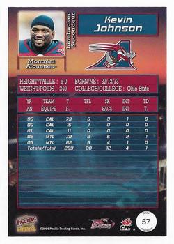 2004 Pacific CFL #57 Kevin Johnson Back