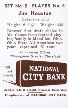 1961 National City Bank Cleveland Browns - Set No. 5 #4 Jim Houston Back